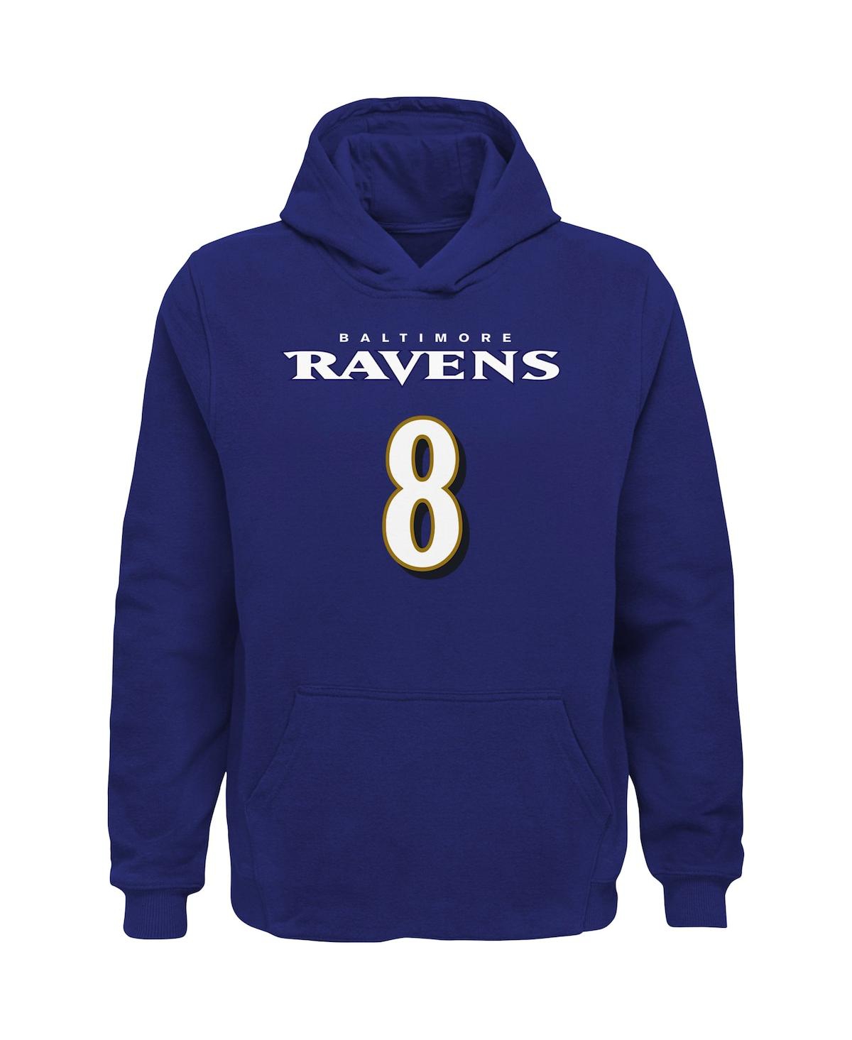 Shop Outerstuff Big Boys Lamar Jackson Purple Baltimore Ravens Mainliner Player Name And Number Pullover Hoodie