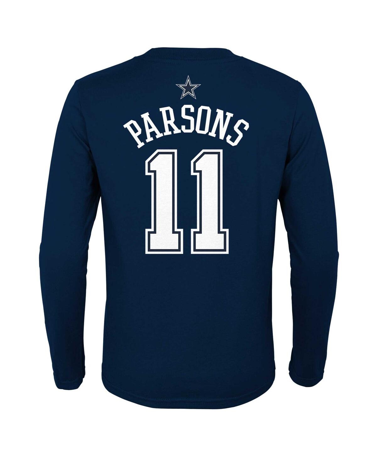 Outerstuff Big Boys Micah Parsons Navy Dallas Cowboys Mainliner Player Name And Number Long Sleeve T-shirt In Navy
