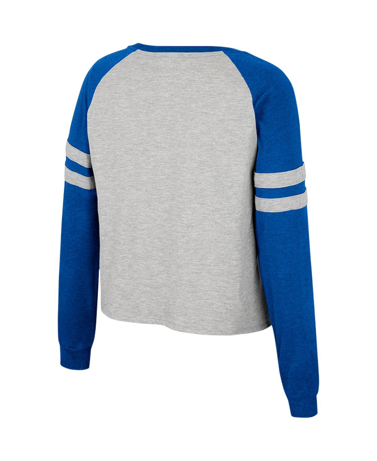 Colosseum Women's  Heather Gray Kentucky Wildcats I'm Gliding Here Raglan Long Sleeve Cropped T-shirt In Heather Gray