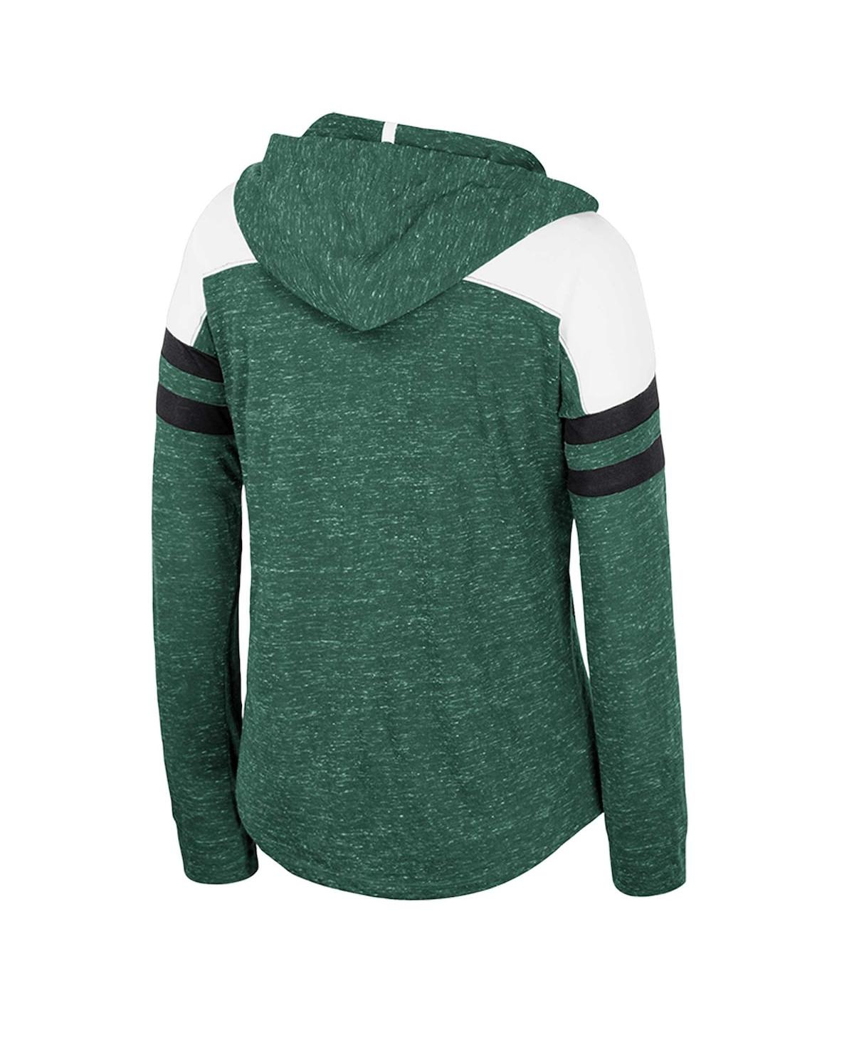 Shop Colosseum Women's  Green Distressed Michigan State Spartans Speckled Color Block Long Sleeve Hooded T