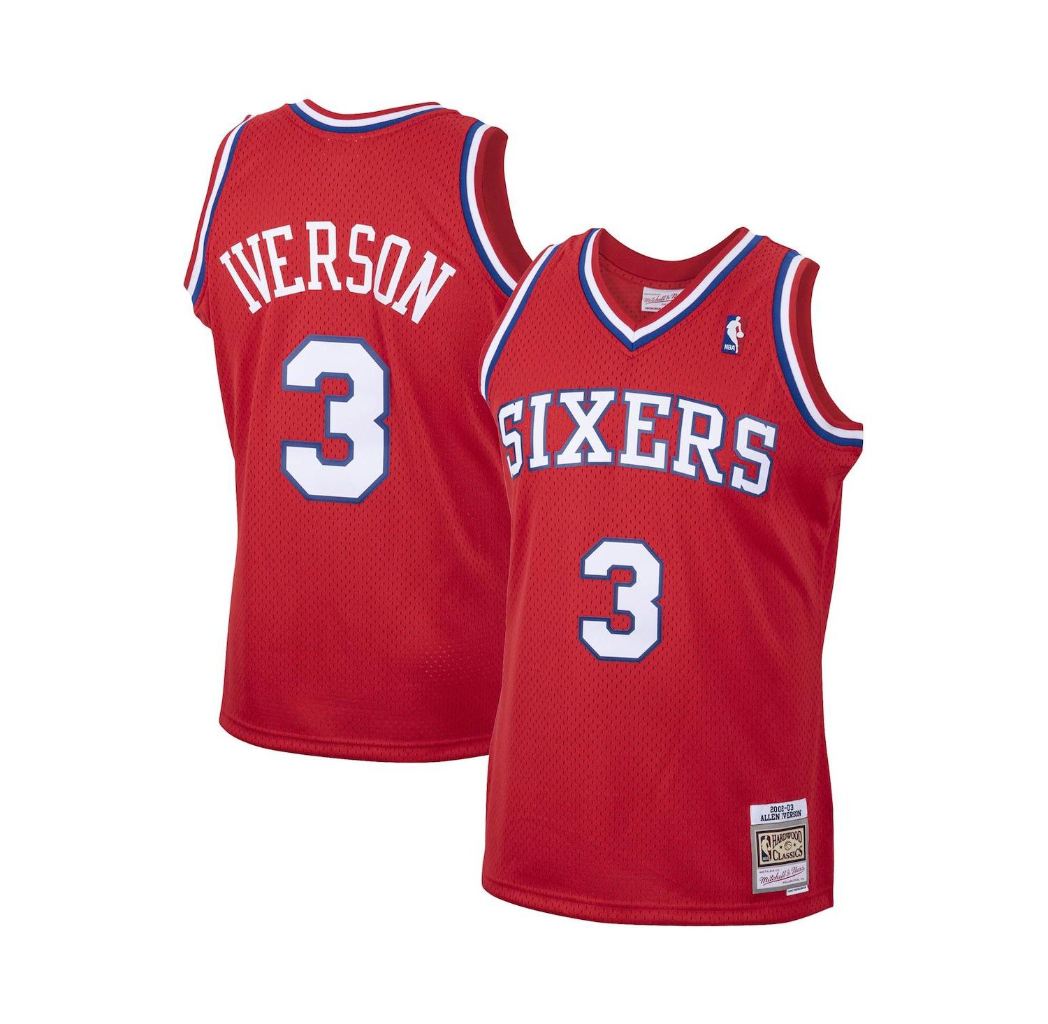Men's Allen Iverson Red Philadelphia 76ers 2001/02 Hardwood Classics Swingman Jersey
