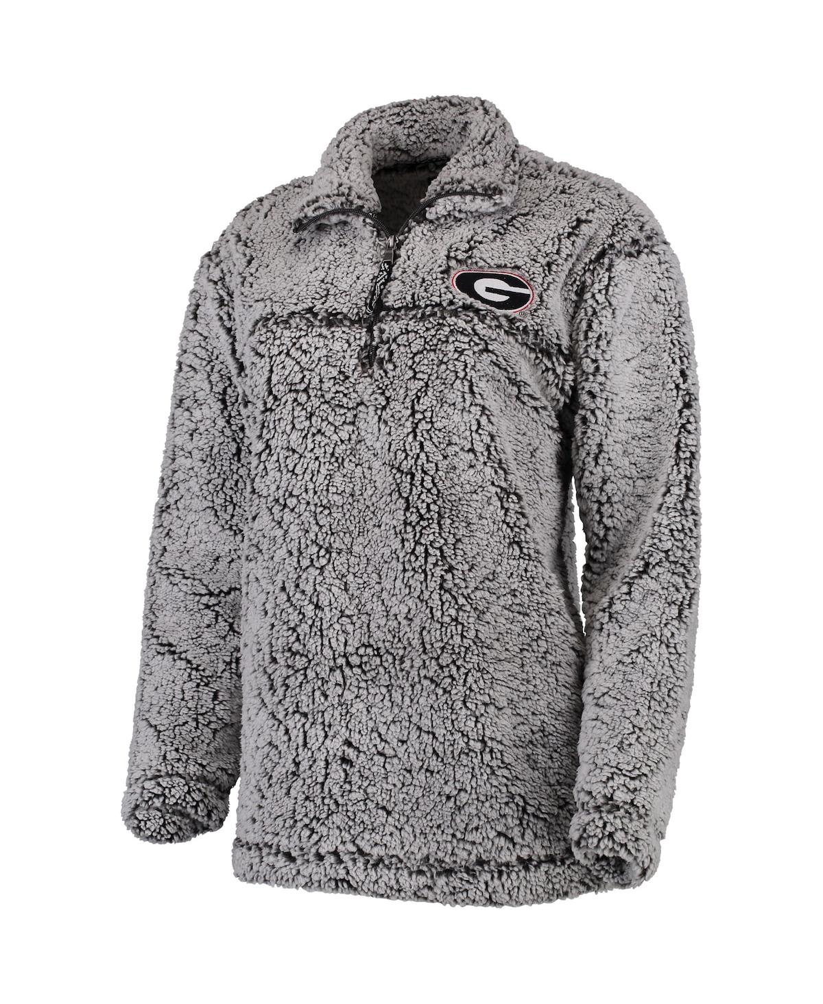 Women's Gray Georgia Bulldogs Sherpa Super Soft Quarter-Zip Pullover Jacket - Gray