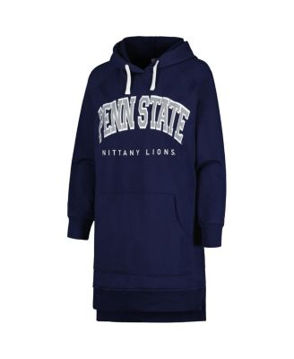 Women's Navy Penn State Nittany Lions Take a Knee Raglan Hooded Sweatshirt Dress