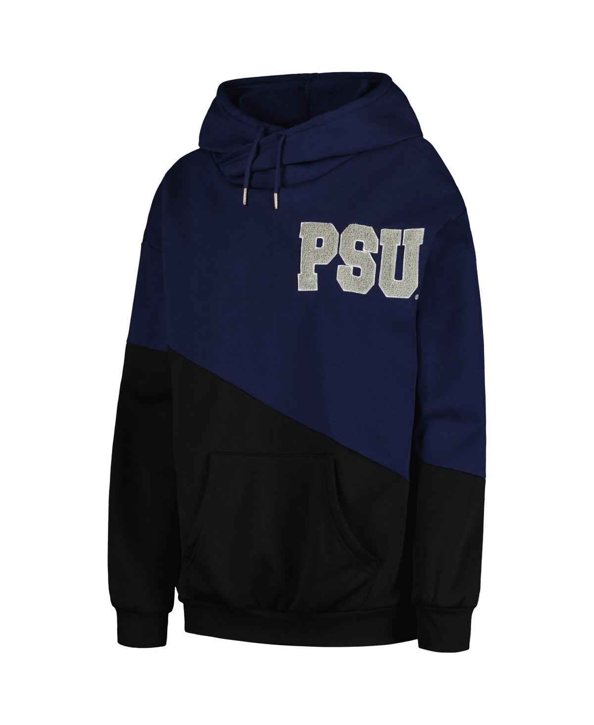 Gameday Couture Women's  Navy, Black Penn State Nittany Lions Matchmaker Diagonal Cowl Pullover Hoodi In Navy,black