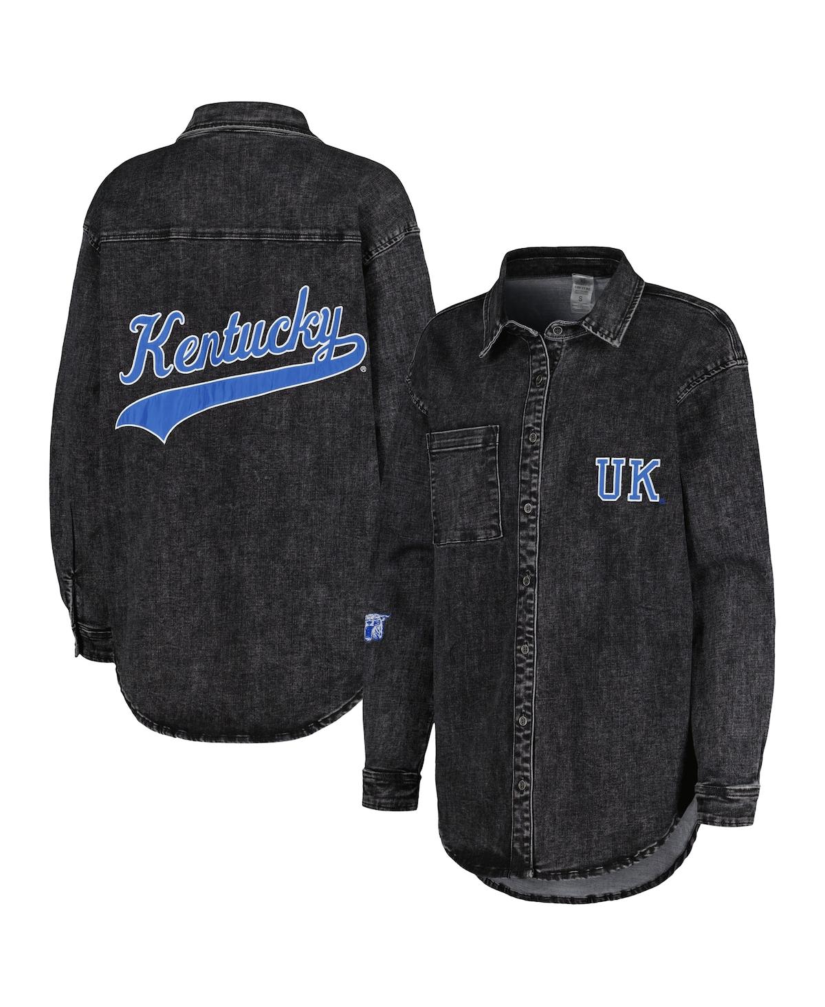 Gameday Couture Women's  Charcoal Kentucky Wildcats Multi-hit Tri-blend Oversized Button-up Denim Jac