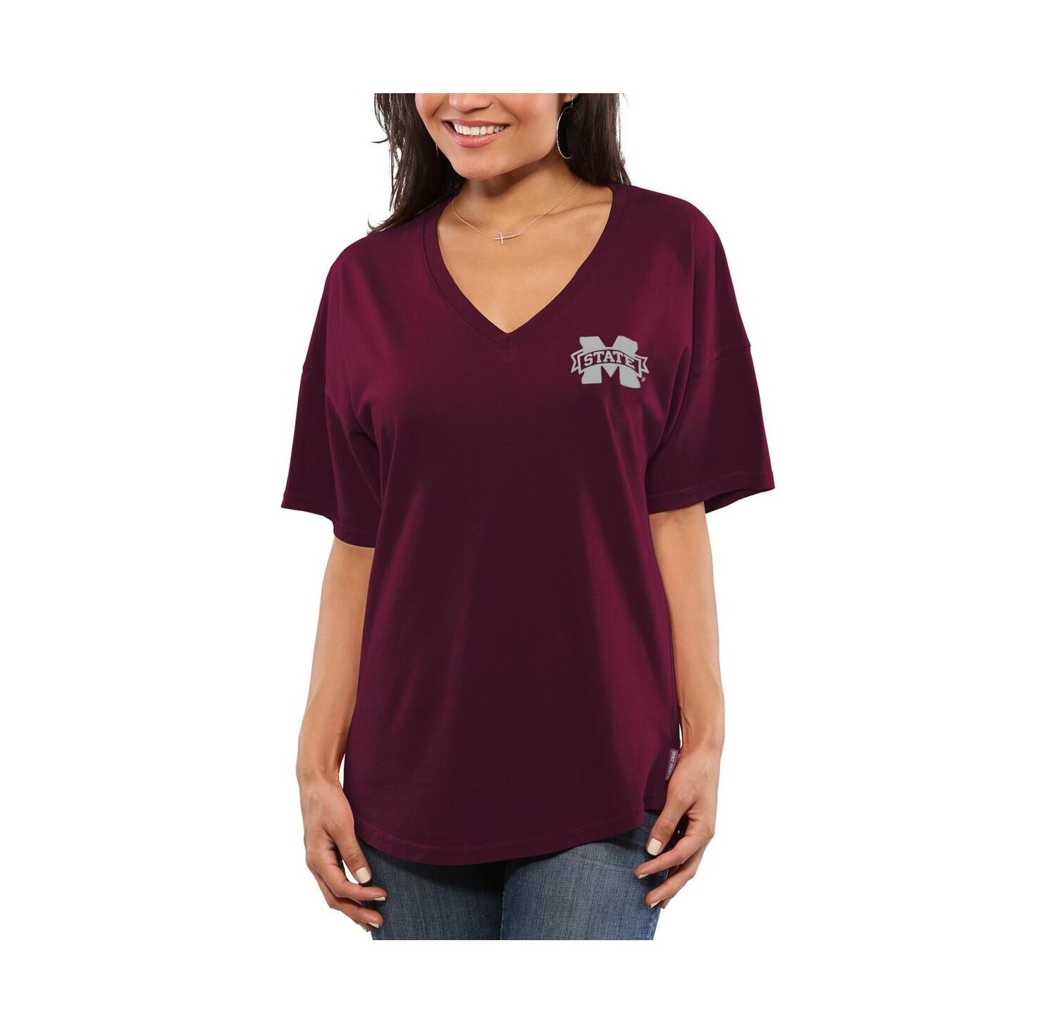 Women's Maroon Mississippi State Bulldogs Oversized T-shirt