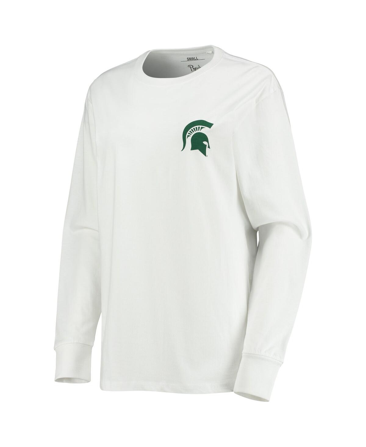 Shop Pressbox Women's  White Michigan State Spartans Traditions Pennant Long Sleeve T-shirt