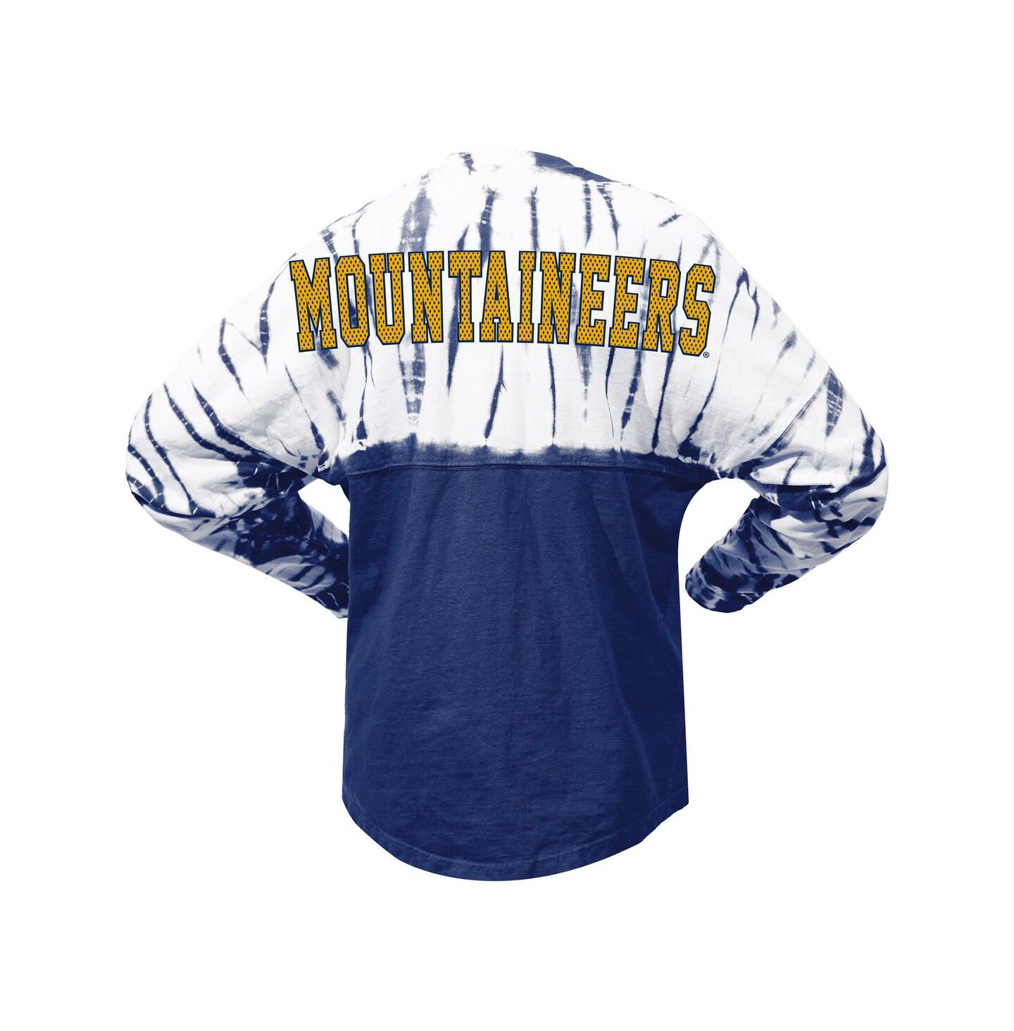 Женская футболка Spirit Jersey Navy West Virginia Mountaineers Tie-Dye Long Sleeve Jersey — фото 2