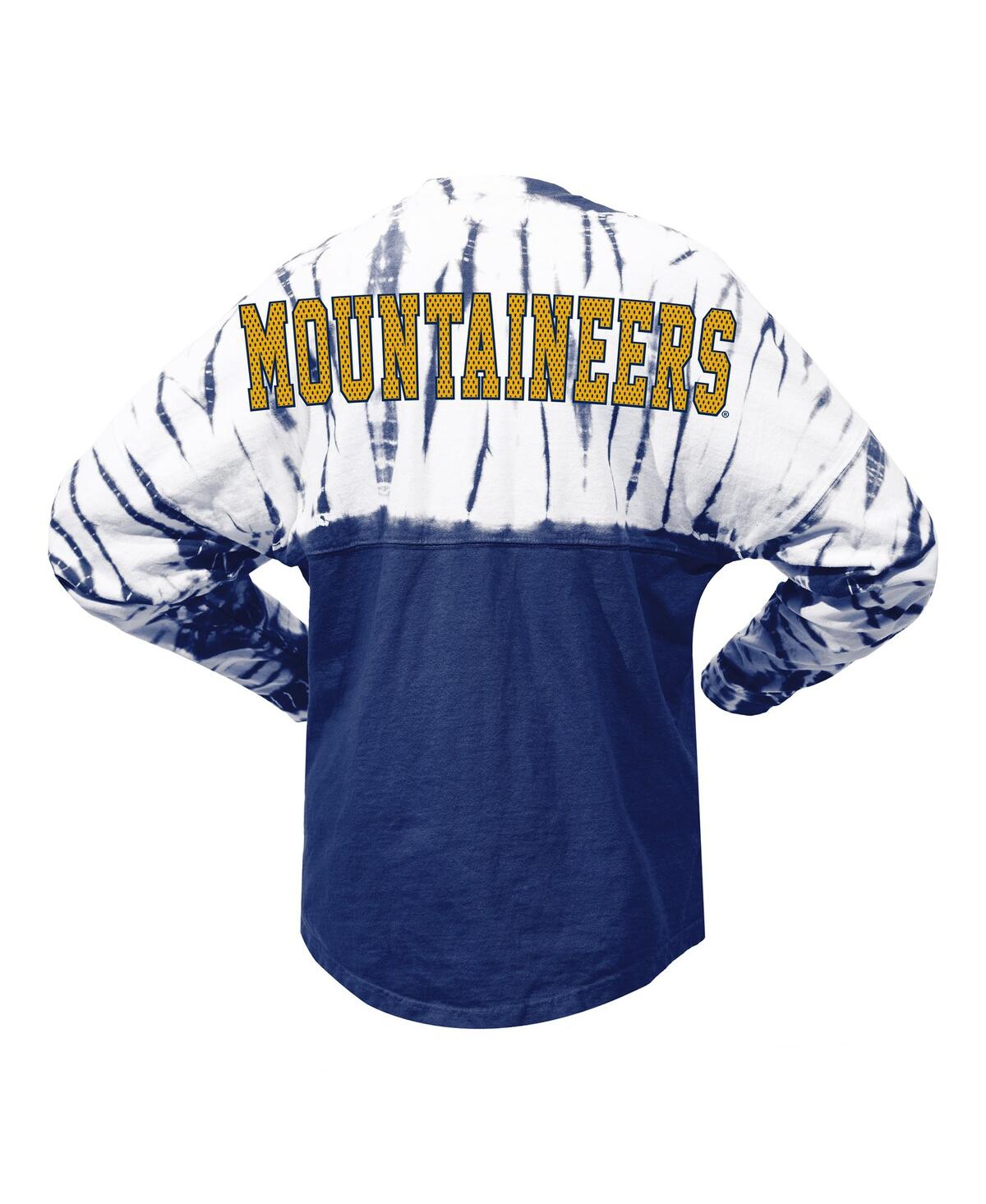 Spirit Jersey Women's Navy West Virginia Mountaineers Tie-dye Long Sleeve Jersey T-shirt In Navy