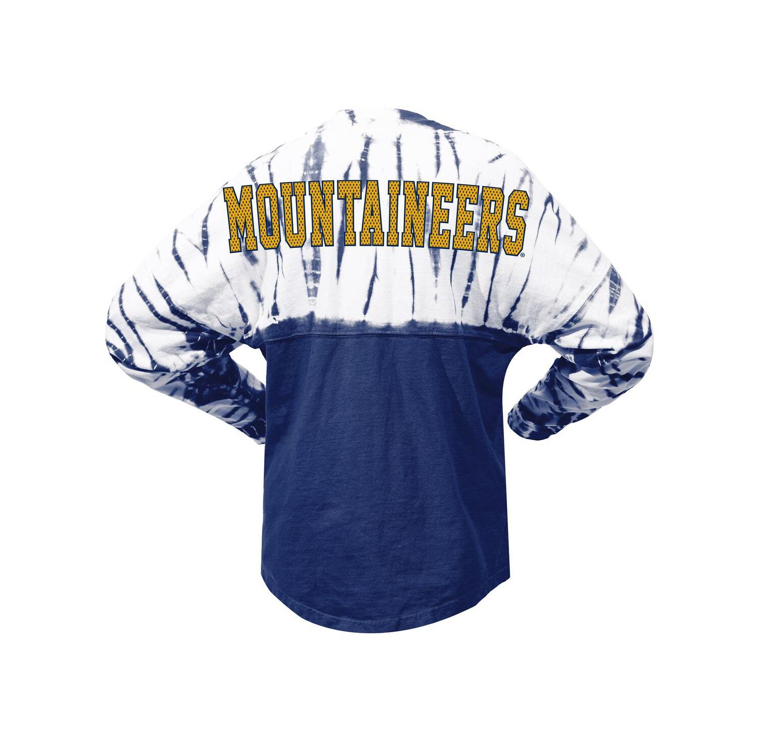 Women's Navy West Virginia Mountaineers Tie-Dye Long Sleeve Jersey T-shirt