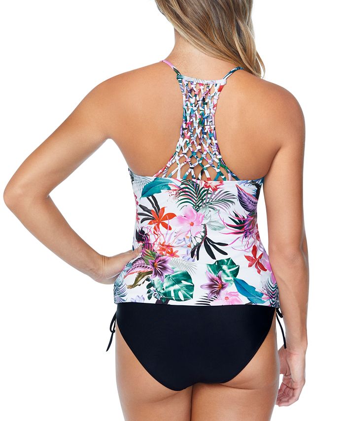 Raisins Juniors' MacrameBack Tankini Top & SideTie Bikini Bottoms