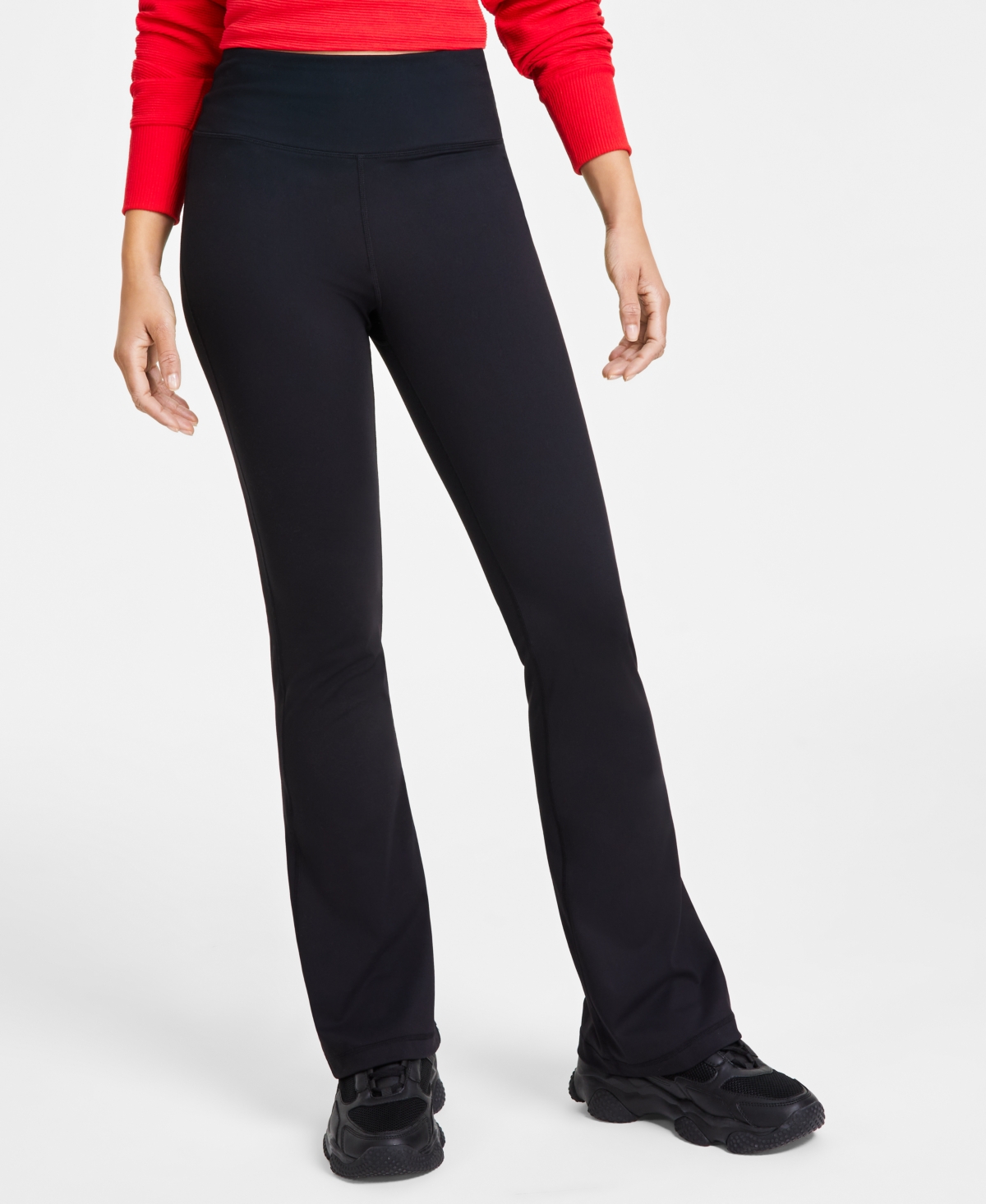 Id Ideology Women's High Rise Flare Leggings, Created For Macy's In Deep Black