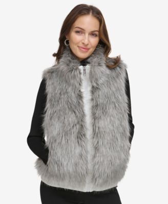 DKNY Women's Sleeveless Faux-Fur Vest - Macy's