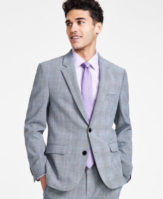 Hugo Boss Hugo Boss Men's Slim Fit Gray Plaid Superflex Suit Jacket
