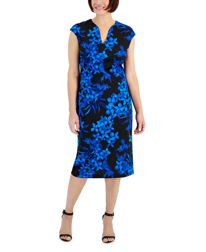 Macy's black 2025 floral dress