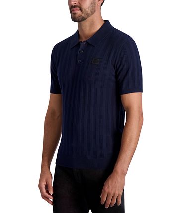 Men Ribbed Knit Polo Shirt