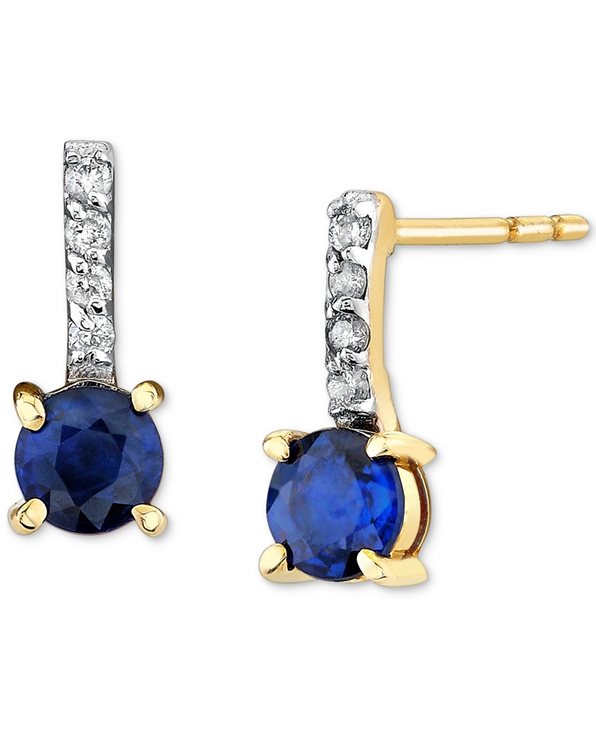 Macy's Sapphire (1/2 Ct. T.w.) & Diamond Accent Stud Earrings In 14k Gold