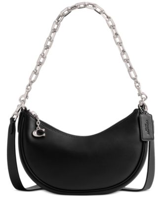 COACH Mira Crescent Glove Tanned Leather Shoulder Bag With Chain in Black