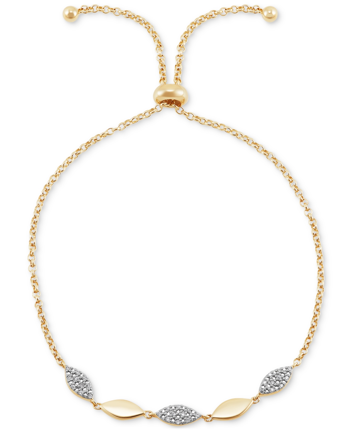 Shop Macy's Diamond Link Bolo Bracelet (1/10 Ct. T.w.) In 14k Gold-plated Sterling Silver
