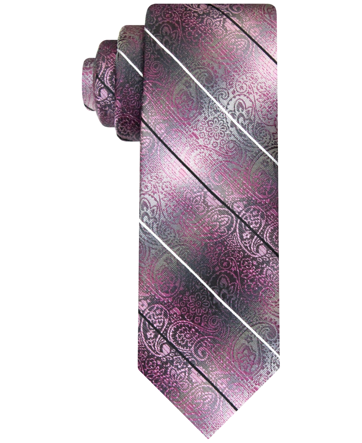 Van Heusen Men's Stripe Paisley Long Tie In Rose