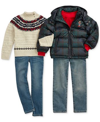 Polo Ralph Lauren Toddler and Little Boys Polo Bear Plaid Down