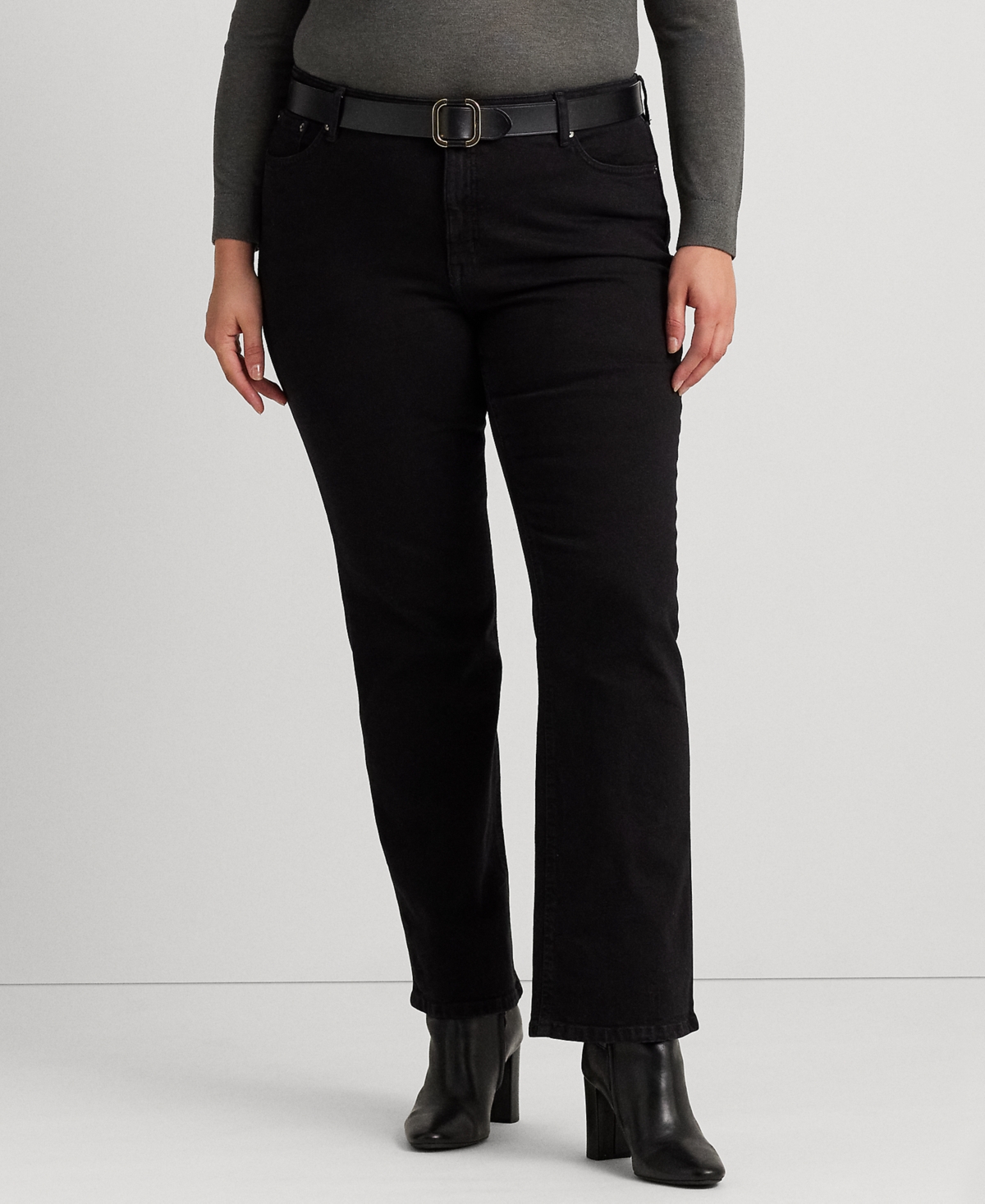 Lauren Ralph Lauren Plus Size Comfort Stretch Bootcut Jeans In Black Wash