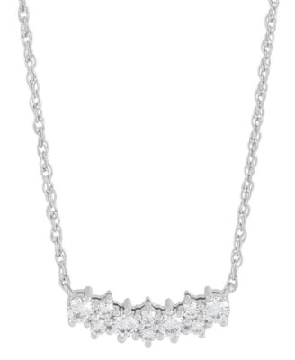 Forever Grown Diamonds - Lab Grown Diamond Horizontal Cluster Bar Pendant Necklace (3/8 ct. t.w.) in Sterling Silver, 16" + 2" extender
