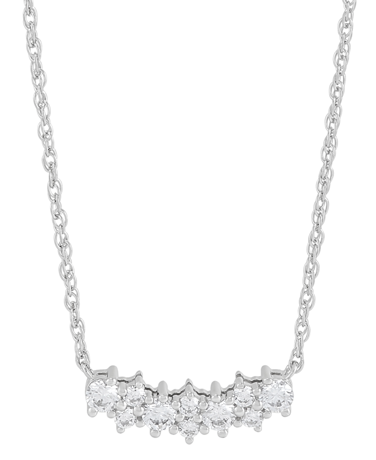 Lab Grown Diamond Horizontal Cluster Bar Pendant Necklace (3/8 ct. t.w.) in Sterling Silver or 14k Gold-Plated Sterling Silver, 16" + 2" extender - Go