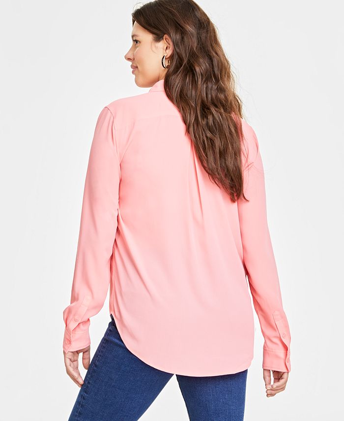 On 34th Women's Button-Front Crepe Shirt, Created for Macy's - Macy's