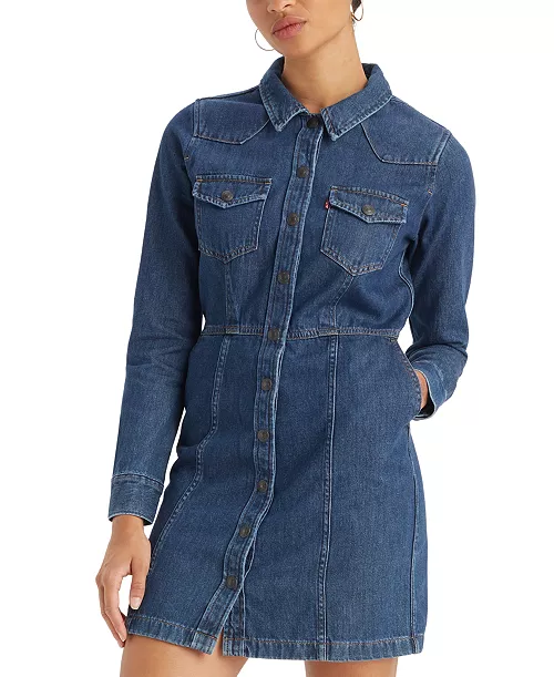 women's flynn western cotton denim dress