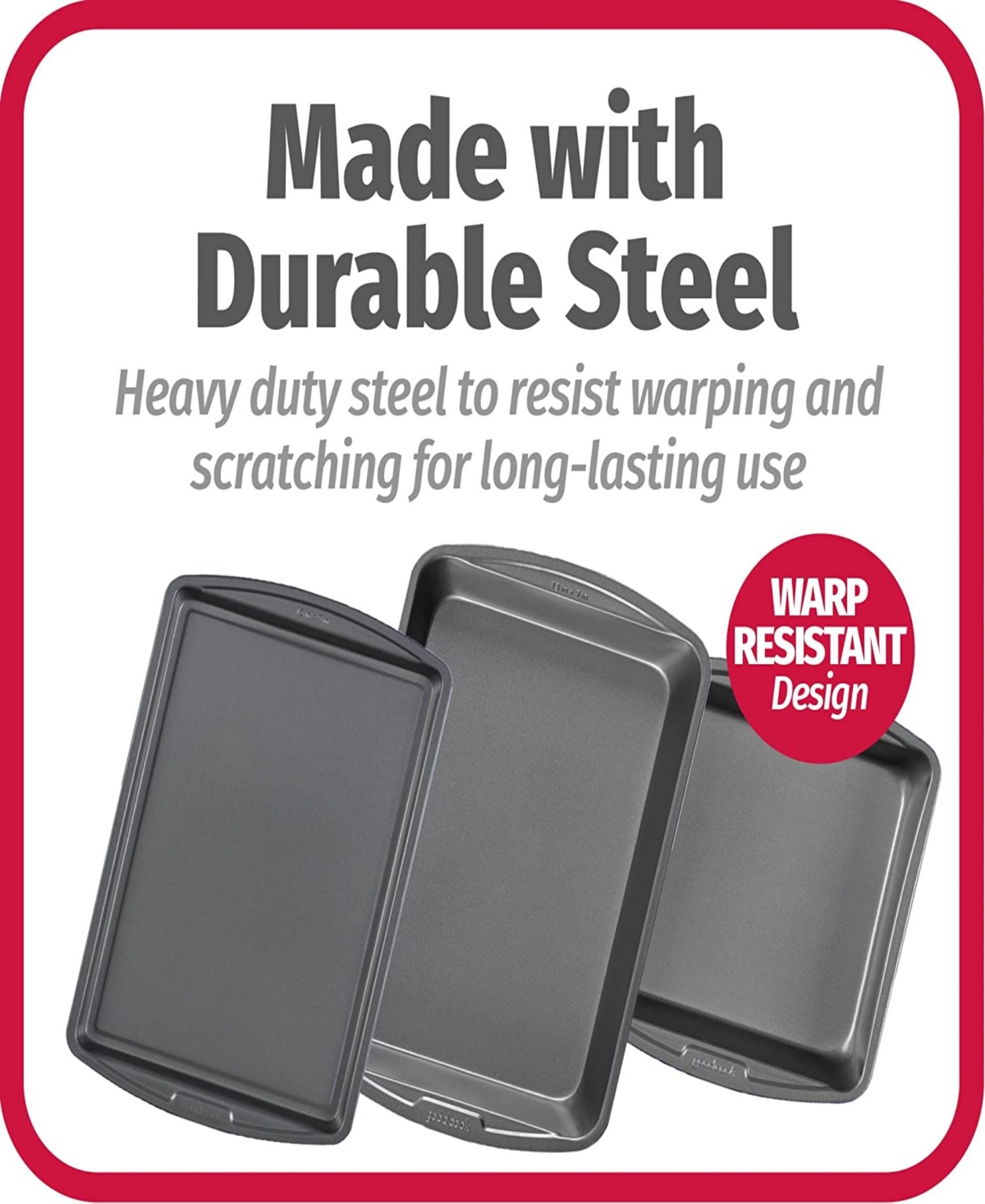 GOOD COOK GOOD COOK 3 PACK 8X8 BAKING PAN WITH 13" X 9" BAKE PAN AND 13" X 9" COOKIE SHEET 