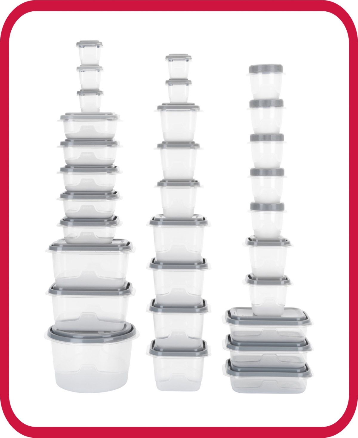 Good Cook Everyware 60-piece Biphenyl A-free Plastic Food Storage Container Set In Clean And Gray