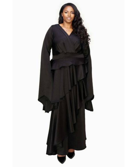 Женское платье L I V D Plus Size Zeta Ruffled Drama, цвет: Чёрный