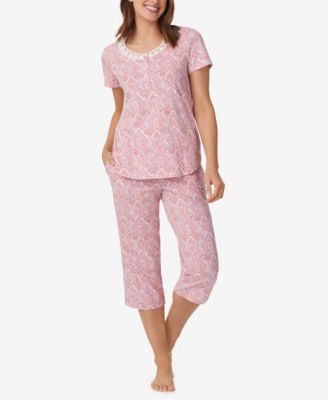 Aria Women's Short Sleeve Top and Capri Pants 2 Piece Pajama Set - Macy's