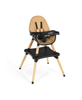 Girls 5-in-1 Eat and Grow Convertible Wooden High Chair with Detachable Tray