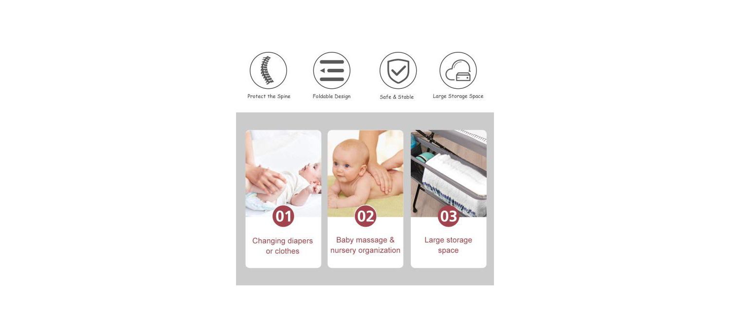 Portable Infant Changing Station Baby Diaper Table with Safety Belt