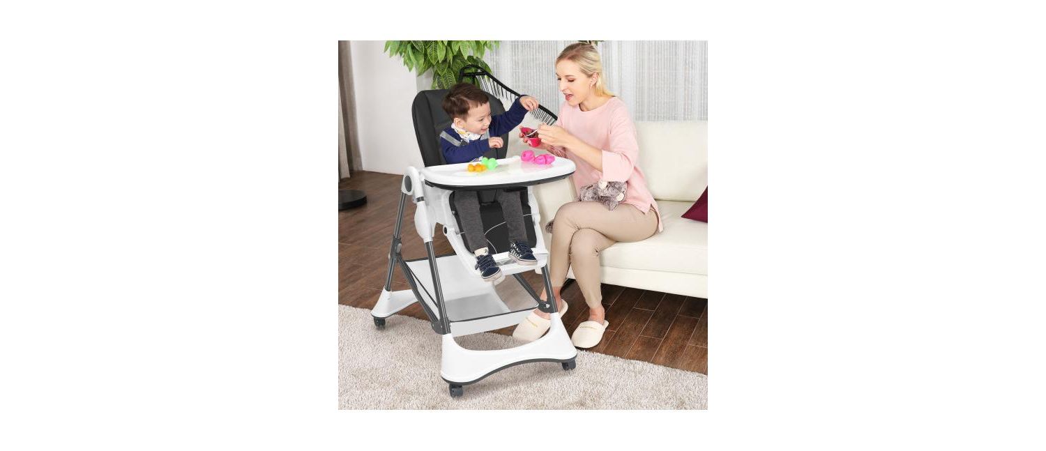 A-Shaped High Chair with 4 Lockable Wheels