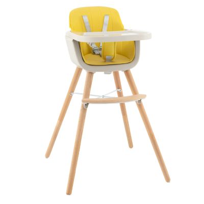 Kids 3-in-1 Convertible Wooden High Chair with Cushion-Light Gray
