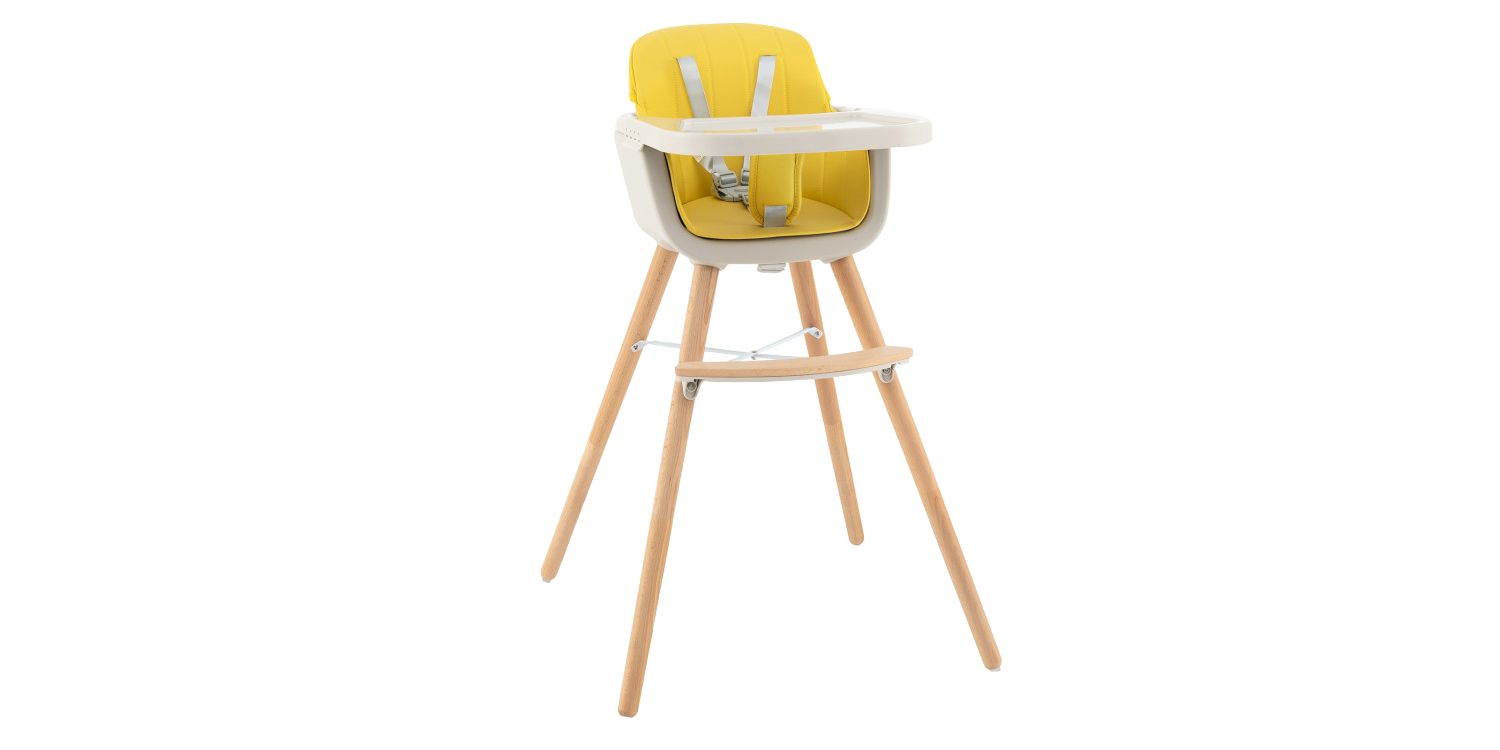 3 in 1 Convertible Wooden High Chair with Soft Cushion for Babies