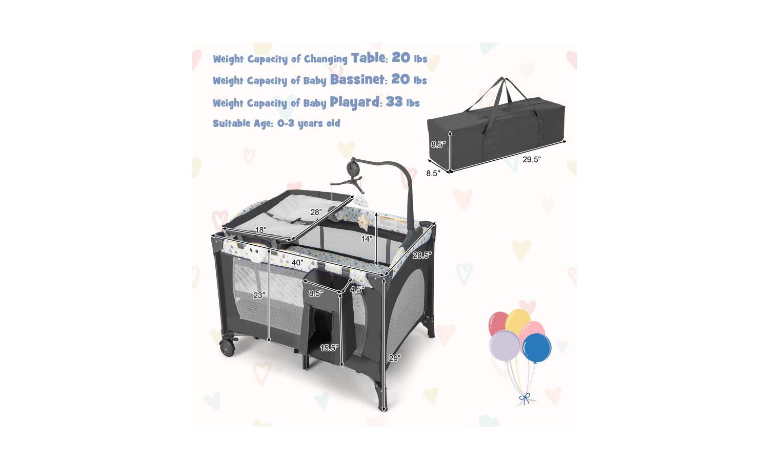 Multi-Functional Baby Playpen with Mattress and Removable Changing Table