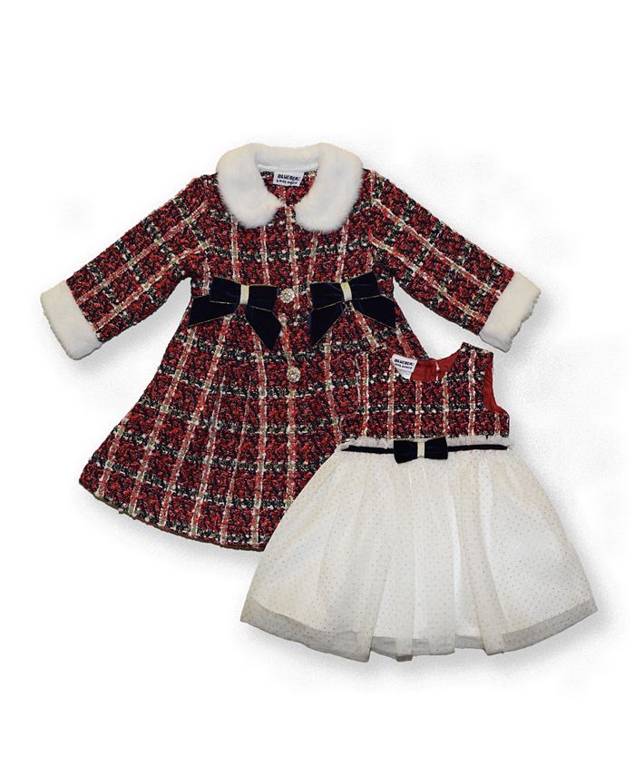 Blueberi Boulevard Little Girls Plaid Boucle Coat with Sleeveless
