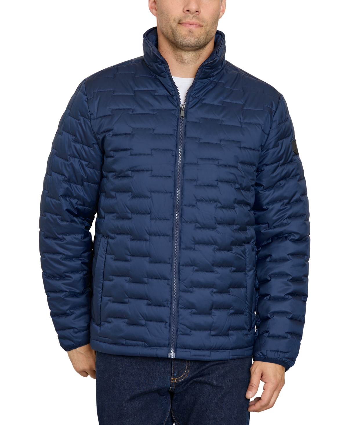 Shop Sam Edelman Men's Brick Quilt Puffer Jacket In Navy