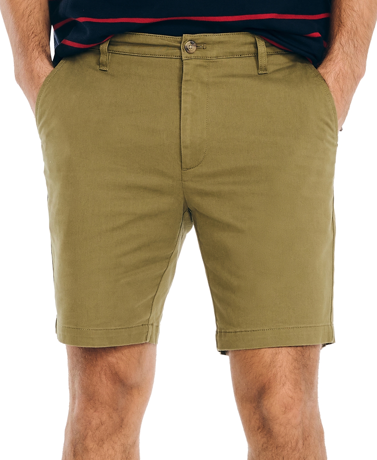 Nautica Classic-fit 8.5" Stretch Chino Flat-front Deck Short In Offshore Olive