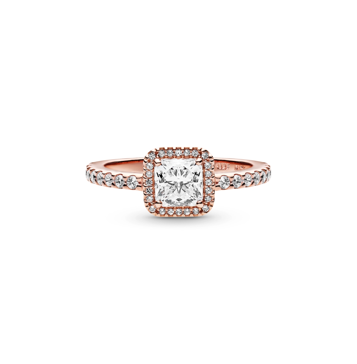 PANDORA CUBIC ZIRCONIA TIMELESS SQUARE SPARKLE HALO RING 
