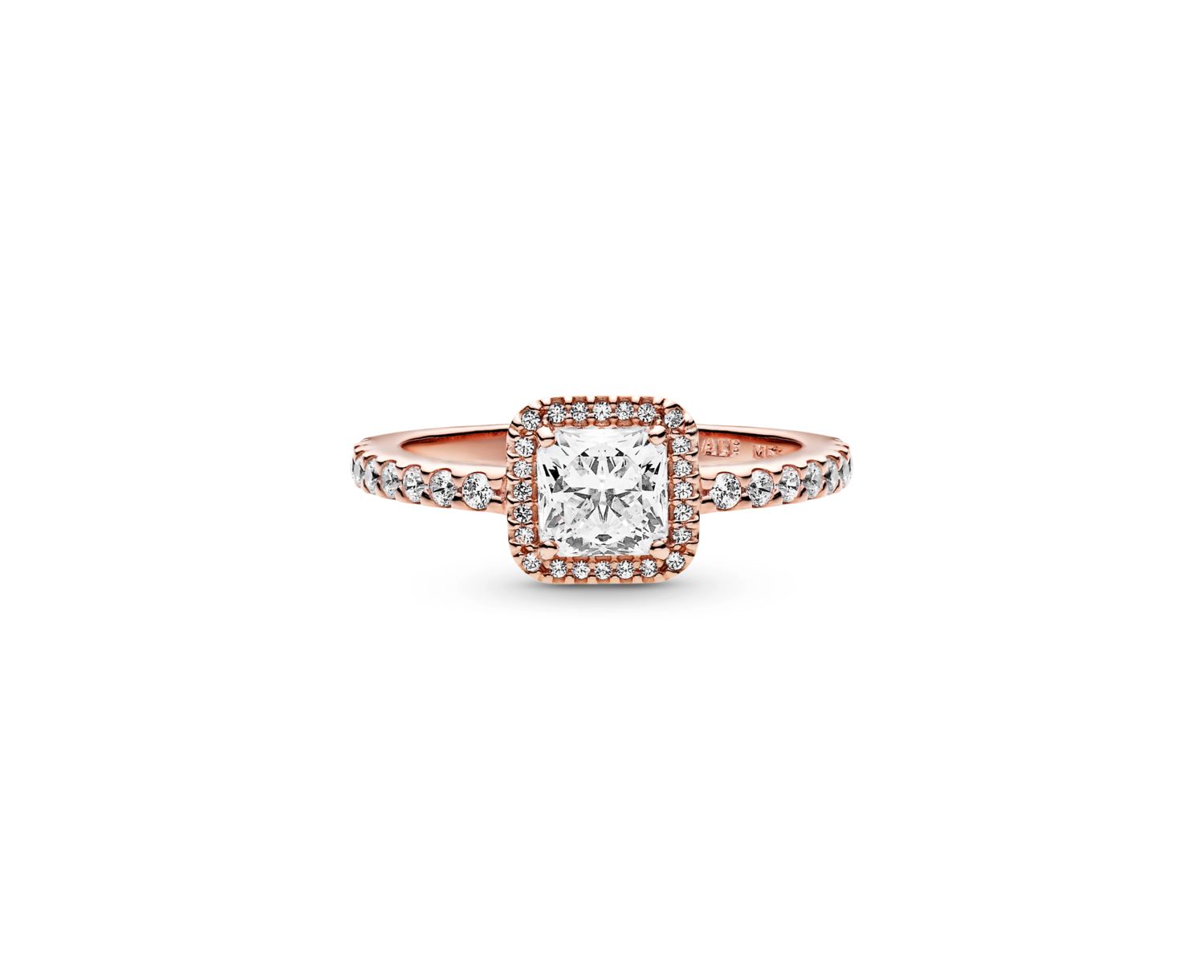 Cubic Zirconia Timeless Square Sparkle Halo Ring