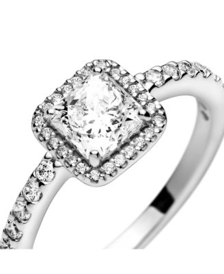 Cubic Zirconia Timeless Square Sparkle Halo Ring