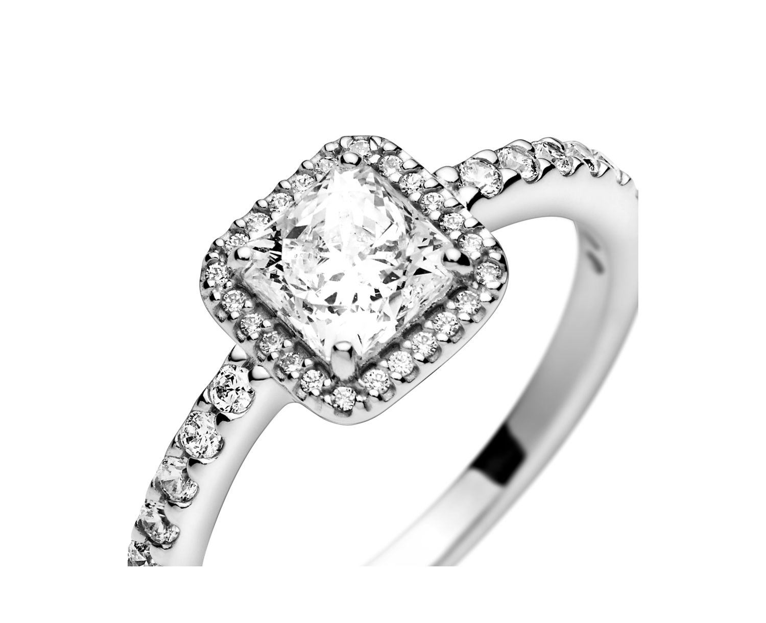 Cubic Zirconia Timeless Square Sparkle Halo Ring