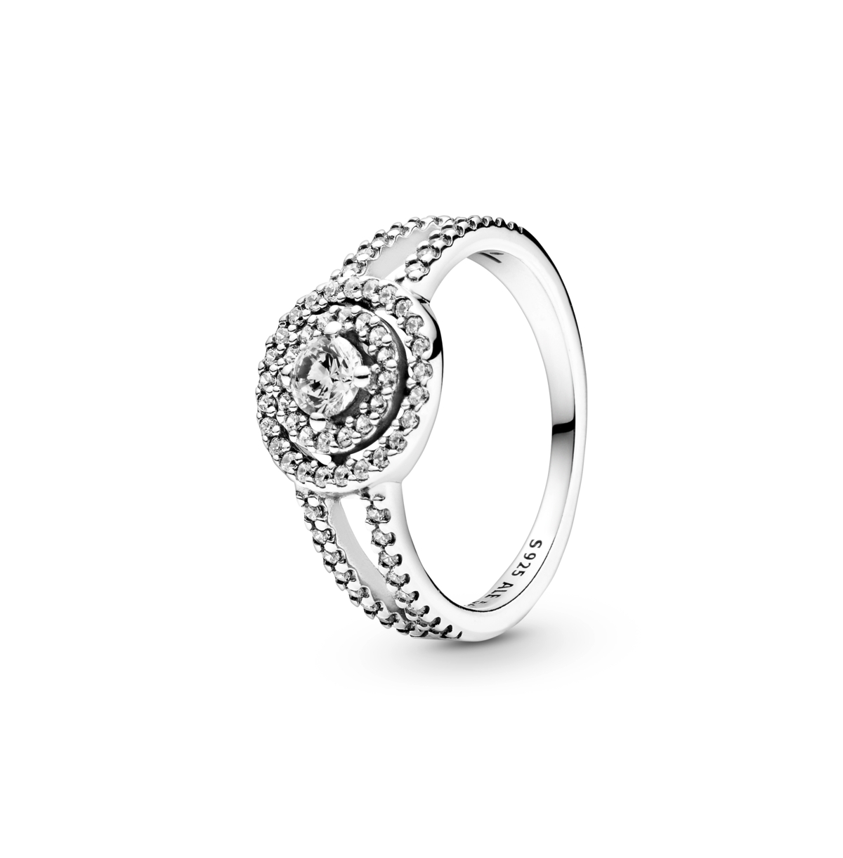 Cubic Zirconia Timeless Sparkling Double Halo Ring - Silver