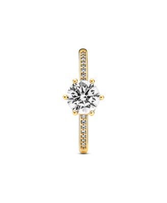 Cubic Zirconia Moments Clear Sparkling Crown Solitaire Ring