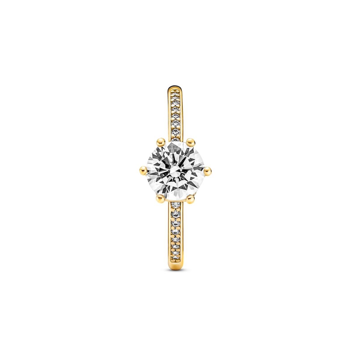 Pandora Cubic Zirconia Moments Clear Sparkling Crown Solitaire Ring In Gold